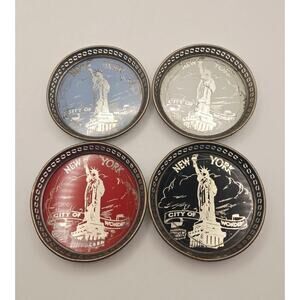 Mid-Century VTG Metal New York Coasters OTY Four